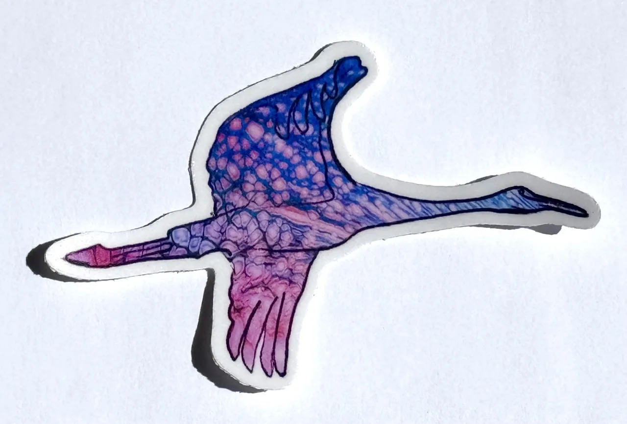 Flying Crane Sticker by Jacqueline Biang