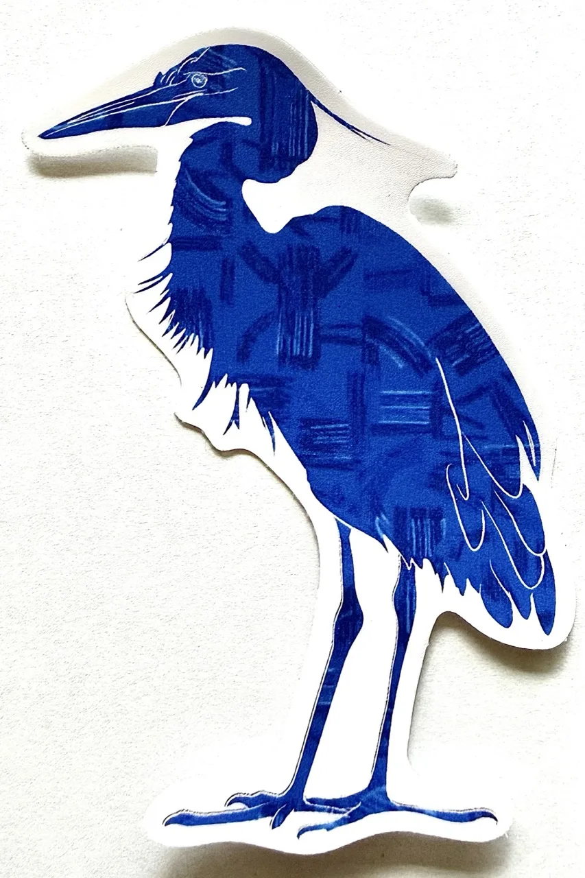 Blue Heron Sticker by Jacqueline Biang