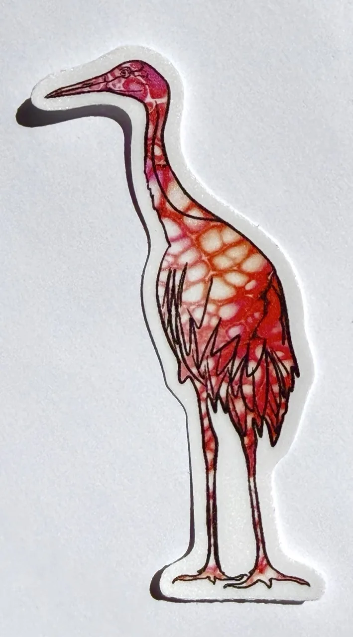 Standing Crane Sticker by Jacqueline Biang