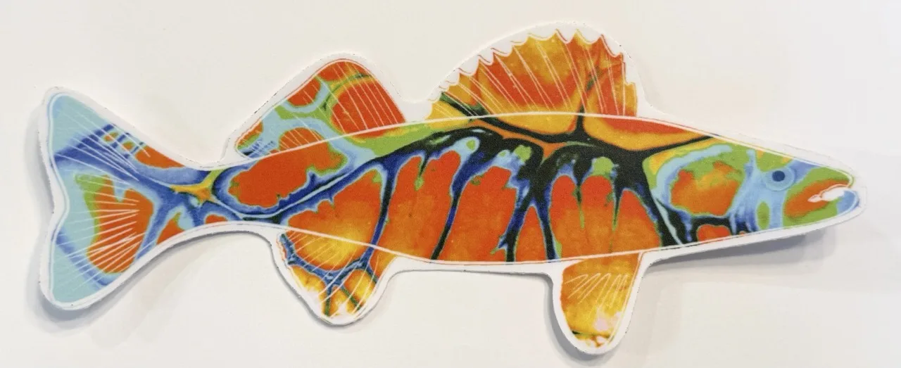 Wild Orange Walleye Sticker by Jacqueline Biang